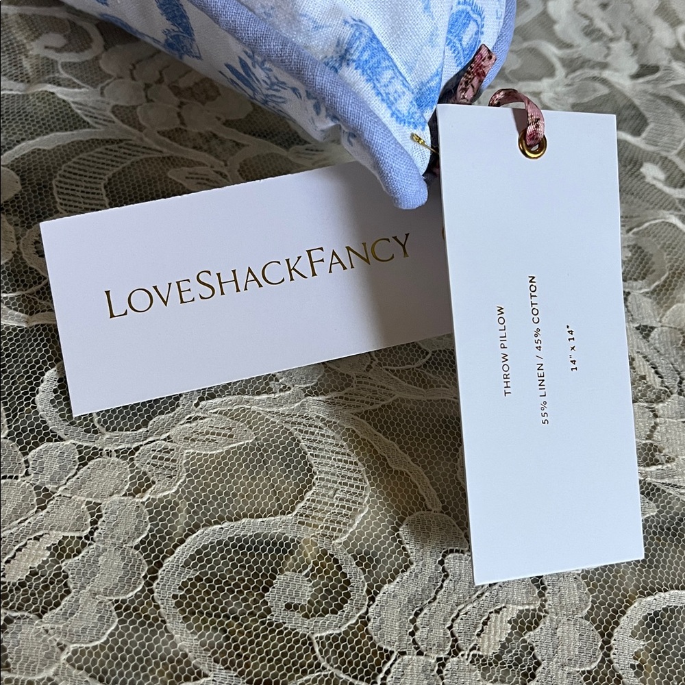 LoveShackFancy Blue and White Floral Throw Pillow ( BLISSFUL BLUE) - Picture 3 of 8